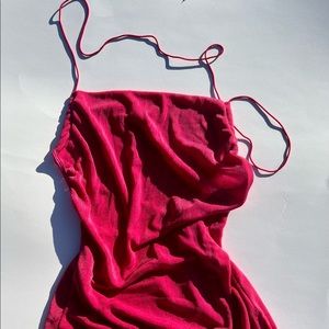 Sexy pink mini dress/very stretchy/bright pink/fits body variety/unknown brand
